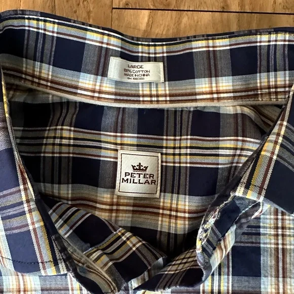 **PETER MILLAR** casual plaid button down SIZE LARGE - Picture 5 of 5
